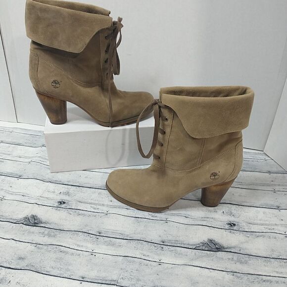 Timberland Earthkeepers Navali Lace Platform SZ 7.5 Womens Boots Taupe 18699 - Picture 2 of 10